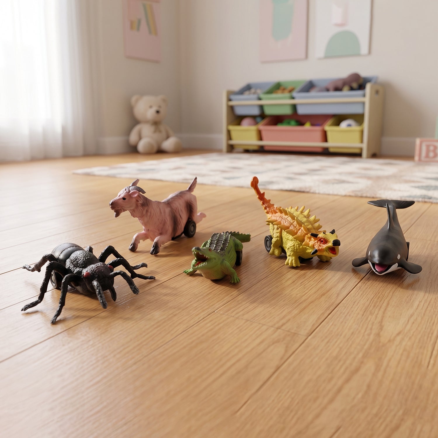 Kids Animal Pull Back Toy Fun Rolling Motion & Imaginative Play - Detail View 7