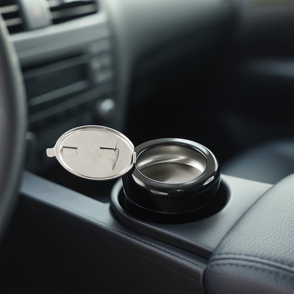 ALVENZA Round Smokeless Ashtray with Lid – Windproof & Easy Clean