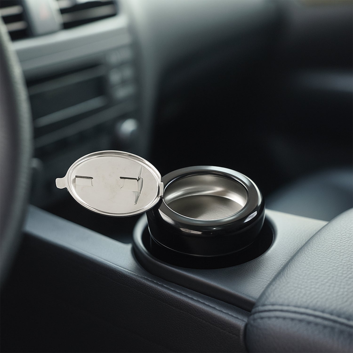 ALVENZA Round Smokeless Ashtray with Lid – Windproof & Easy Clean