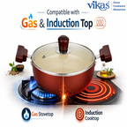 ALVENZA Vikas Ceramic Deep Kadai – Non-Stick & Wooden Handles for Versatile Cooking
