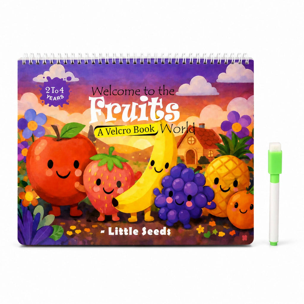ALVENZA Velcro Kids Book – Fun Learning with Fruits for Ages 2-4