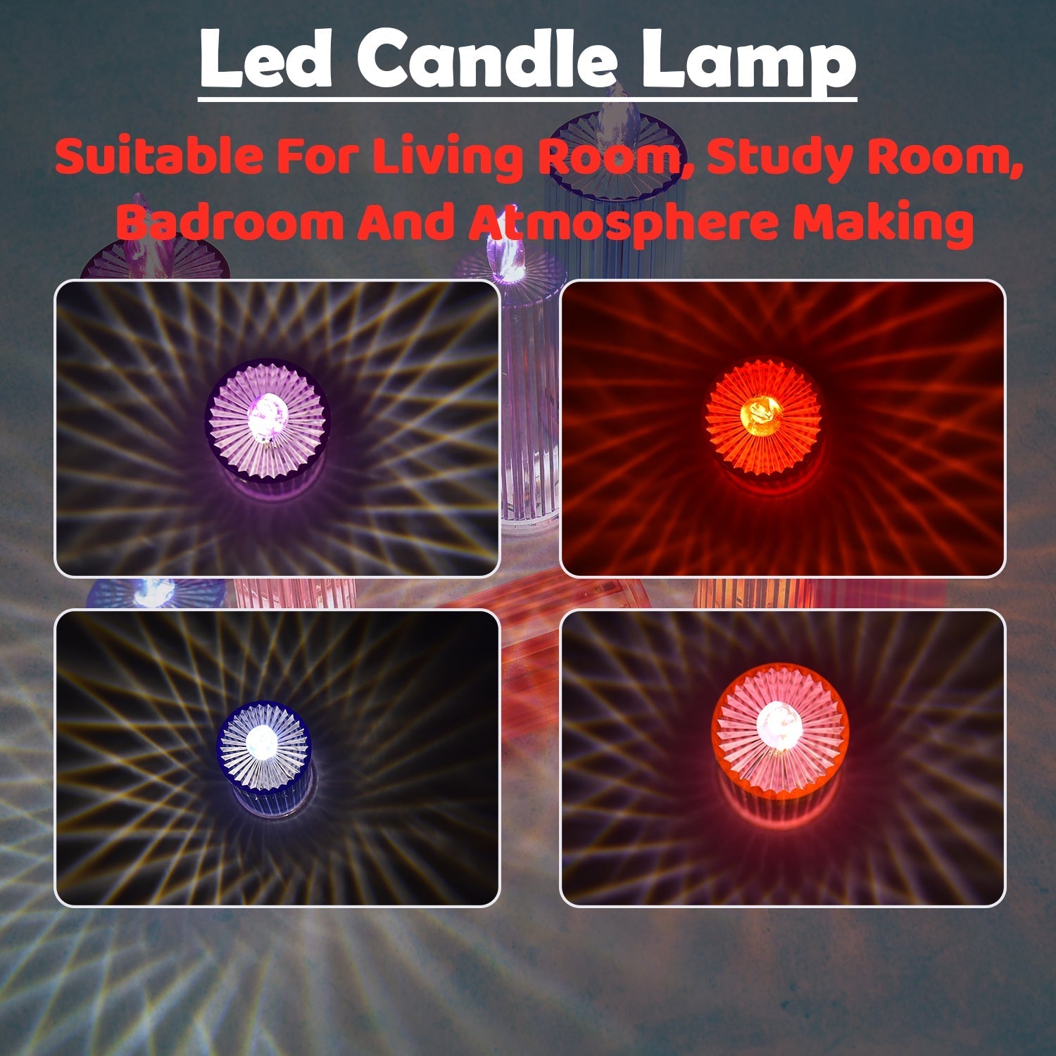 LED Crystal Candle Glitter Swirling Multicolor Decor | Styleva - Detail View 6