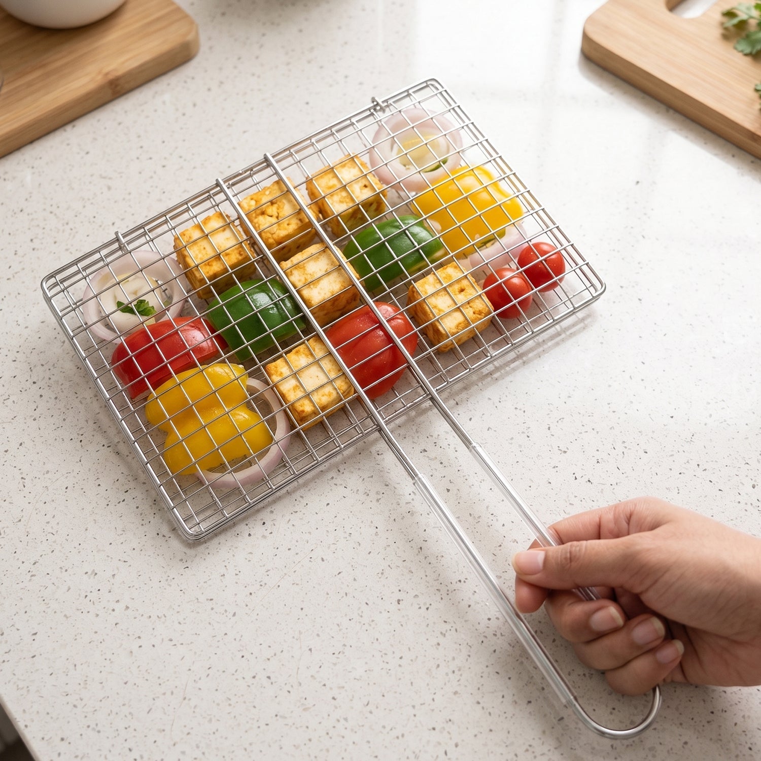 Stainless Steel BBQ Grill Mesh Foldable & Durable for Outdoor Cooking - Detail View 7