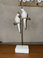 ALVENZA Love Birds Decorative Showpiece – Elegant White & Gold Décor