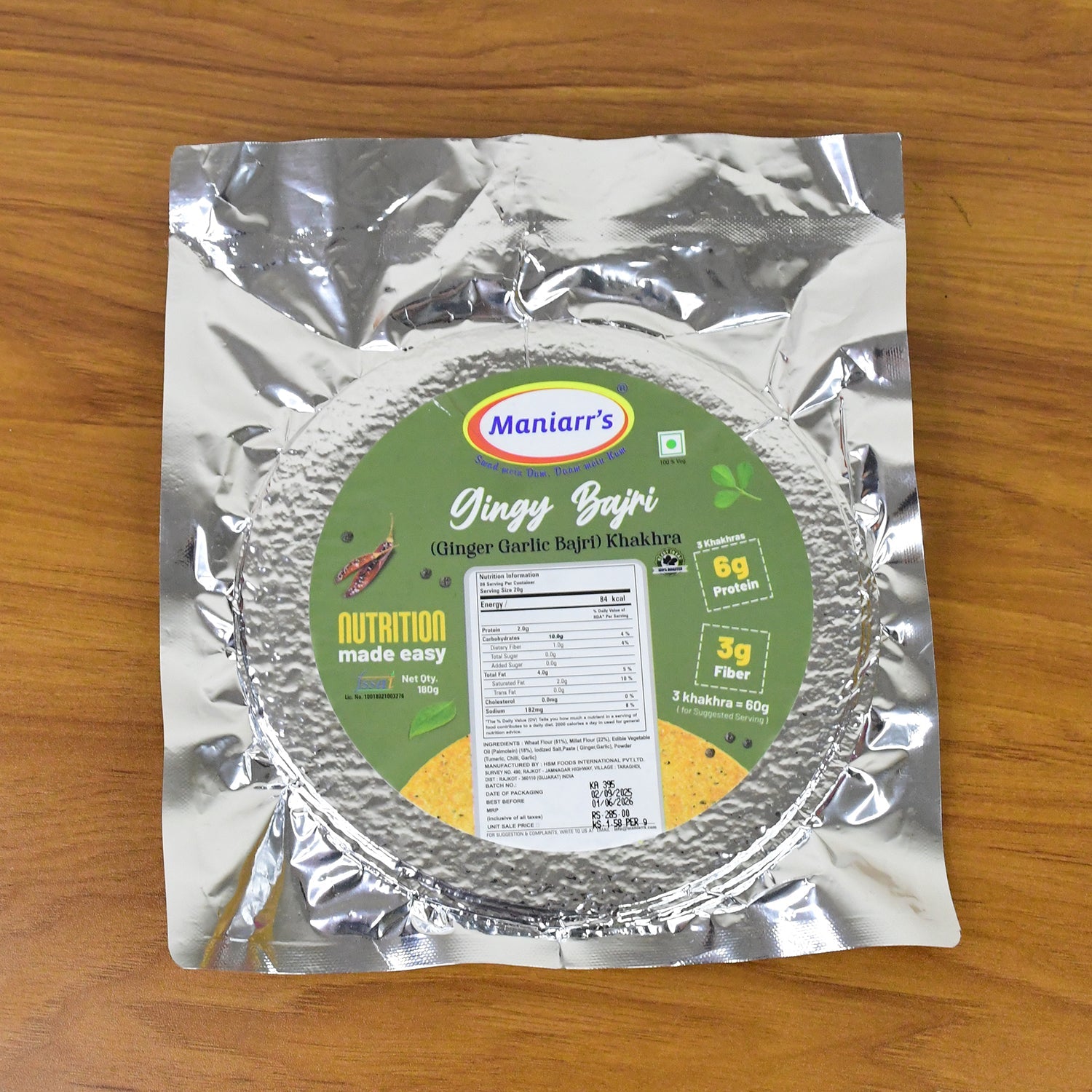 Bajri Khakhra Crispy Ginger Garlic Snack (180g) | Maniarr's - Detail View 7