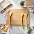 ALVENZA Wooden Cutting Board Combo Set with Bamboo Spoon Spatula and Turner (4 Pc Set)