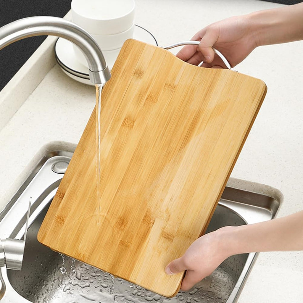 ALVENZA Wooden Cutting Board Combo Set with Bamboo Spoon Spatula and Turner (4 Pc Set)