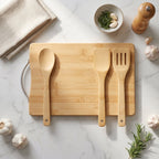 ALVENZA Wooden Cutting Board Combo Set with Bamboo Spoon Spatula and Turner (4 Pc Set)