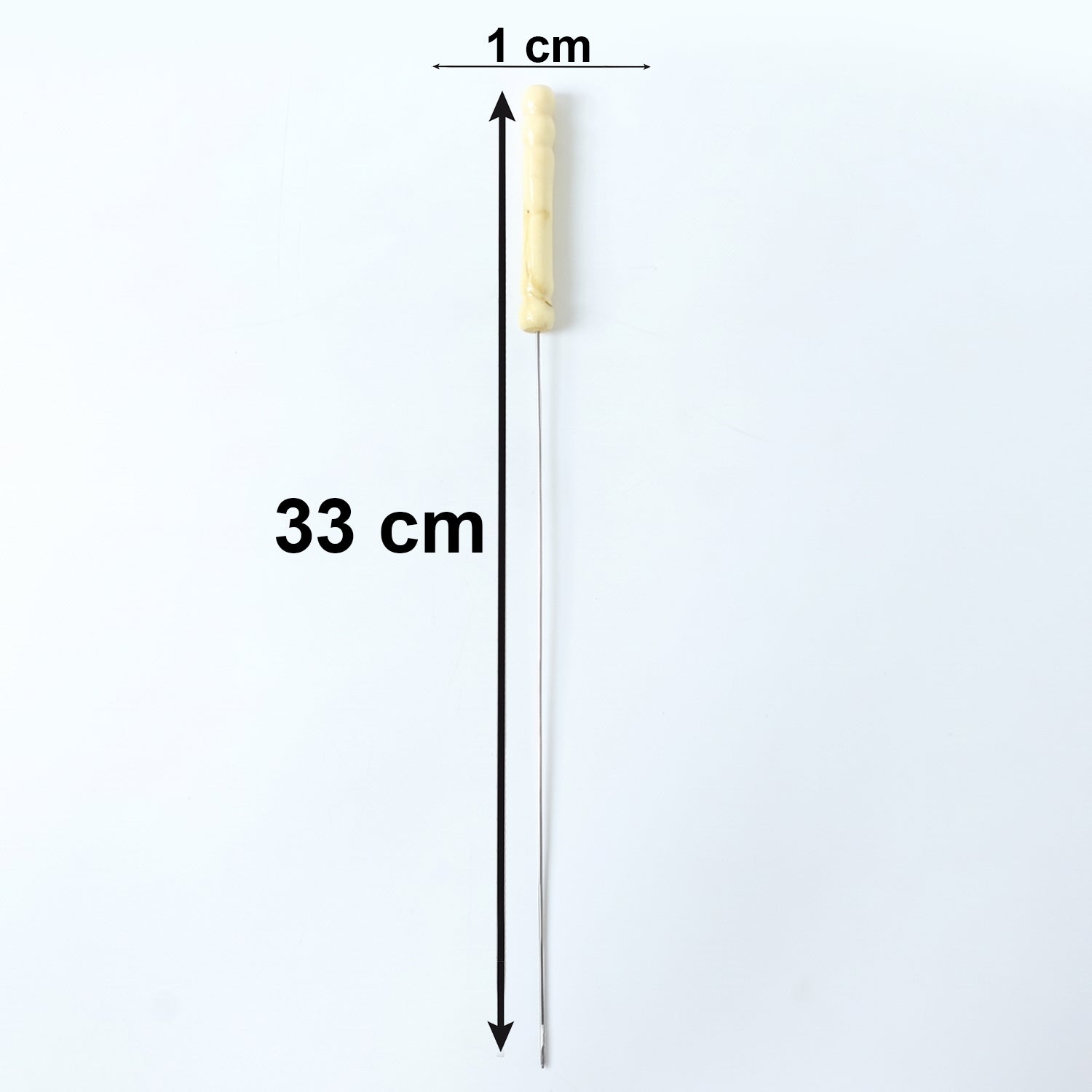 Stainless Steel BBQ Skewers Reusable Grilling Sticks with Wooden Handle - Detail View 6