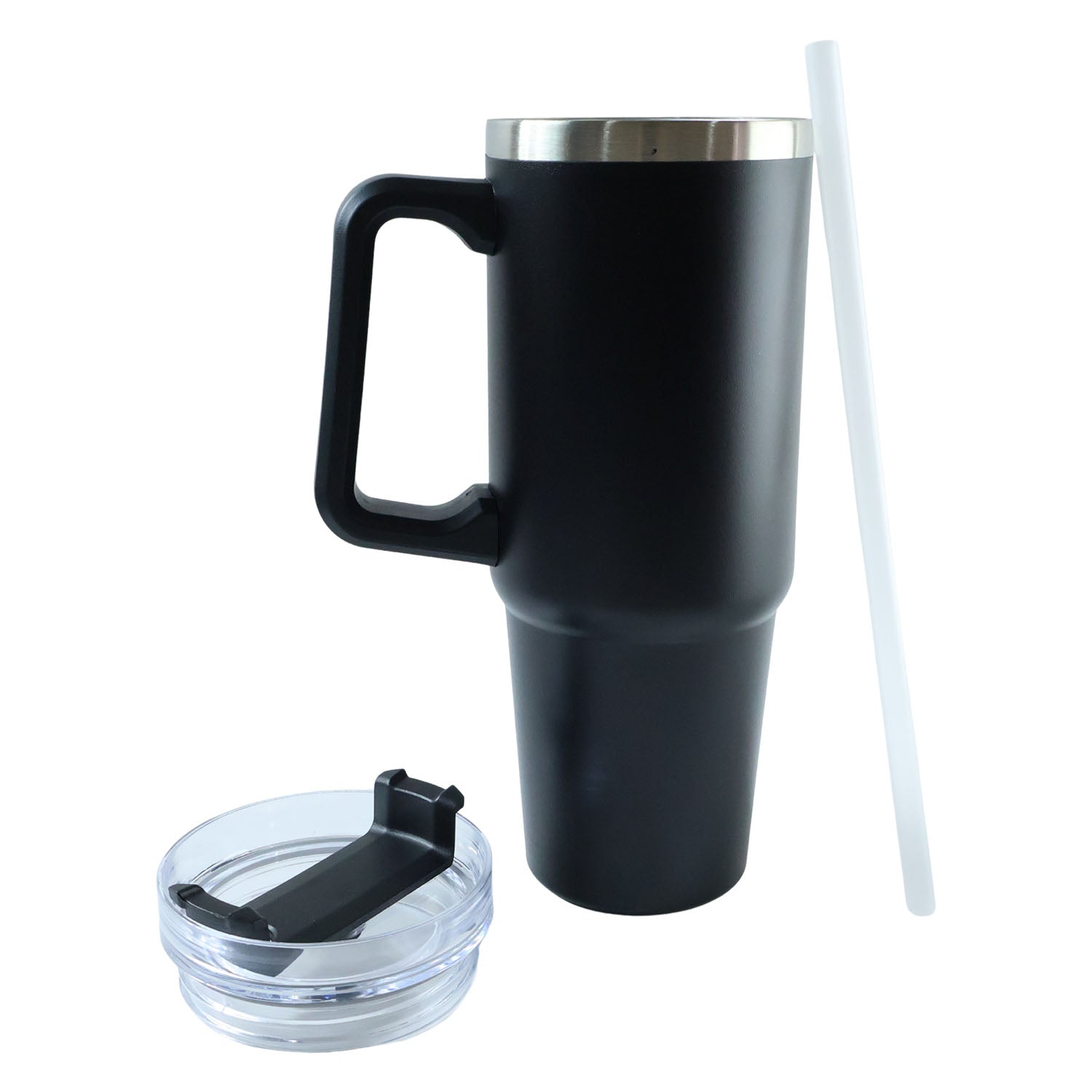 ALVENZA Large Capacity Travel Mug – 890 ML Insulated Black Tumbler