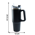 ALVENZA Large Capacity Travel Mug – 890 ML Insulated Black Tumbler