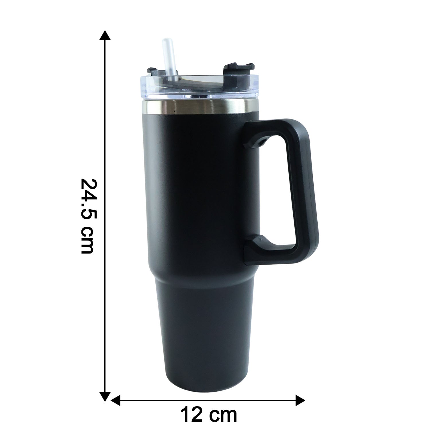 ALVENZA Large Capacity Travel Mug – 890 ML Insulated Black Tumbler