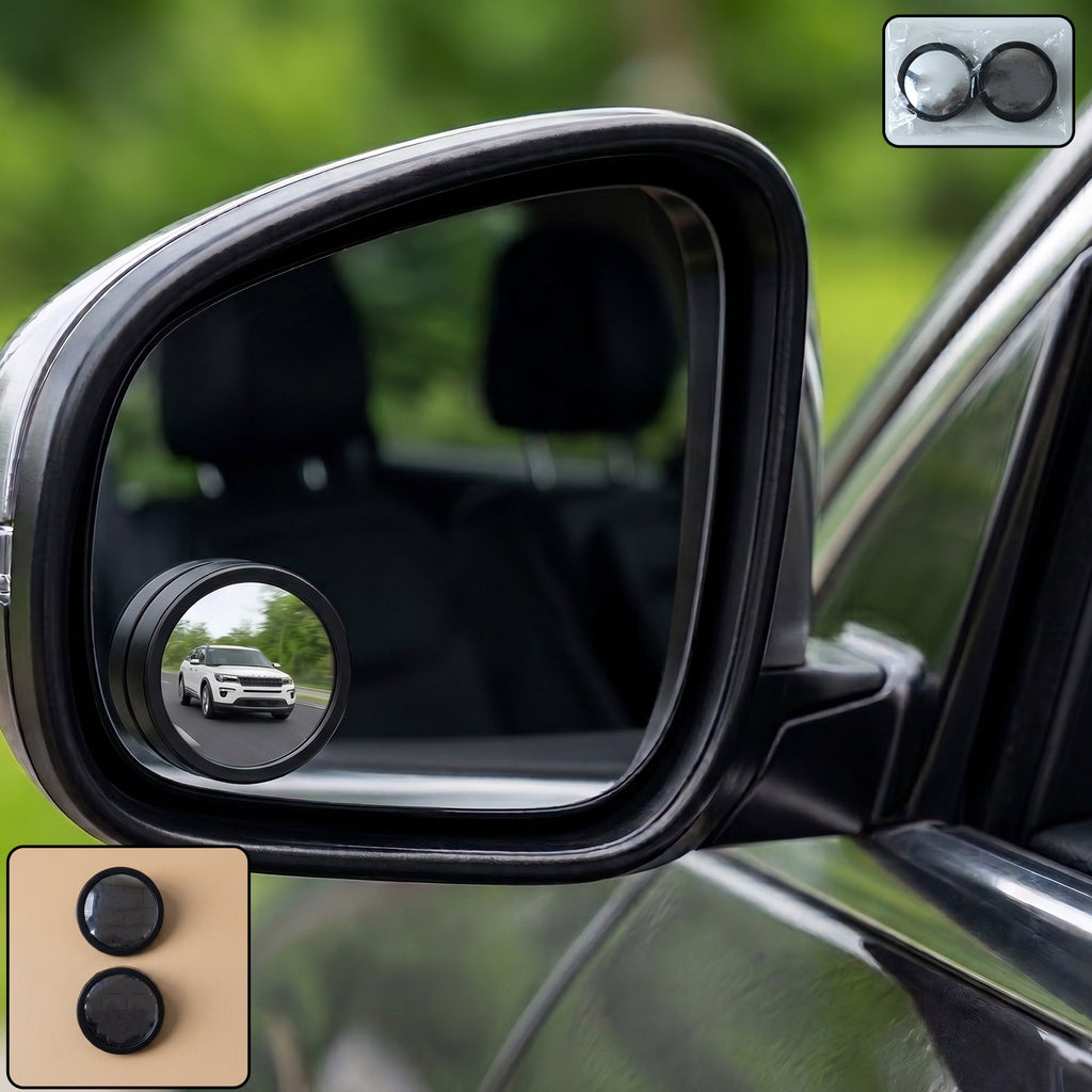 ALVENZA 360° Adjustable Blind Spot Mirror – Wide-Angle Rear View Enhancement