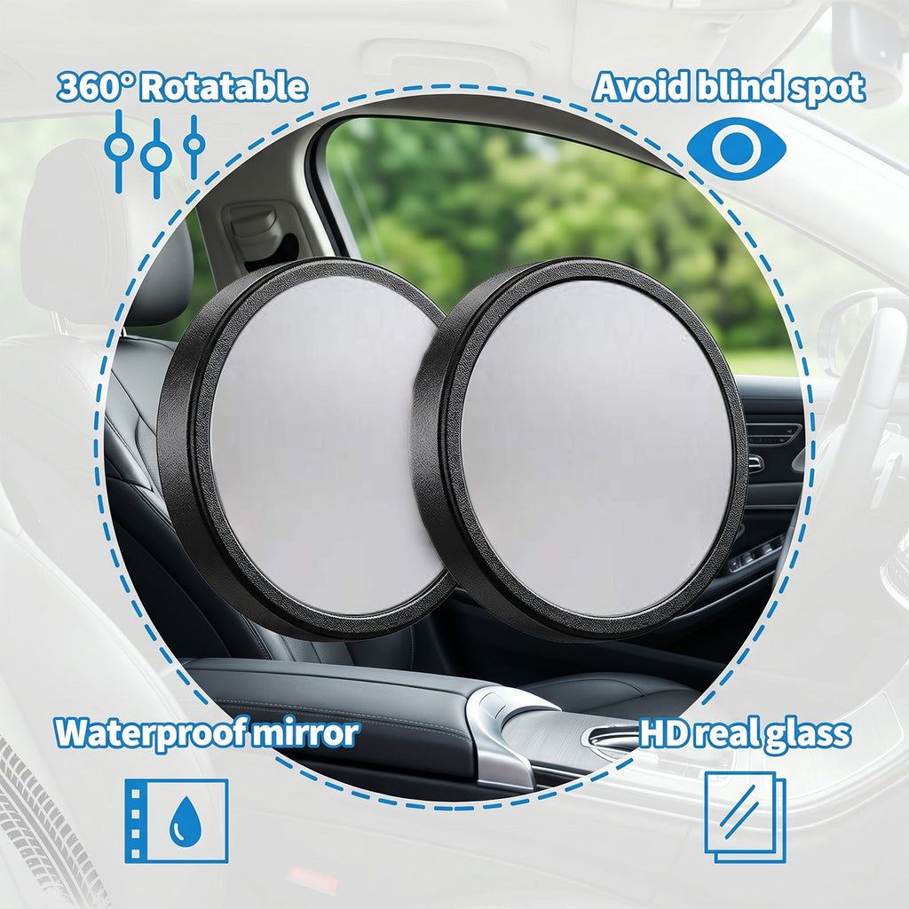 ALVENZA 360° Adjustable Blind Spot Mirror – Wide-Angle Rear View Enhancement