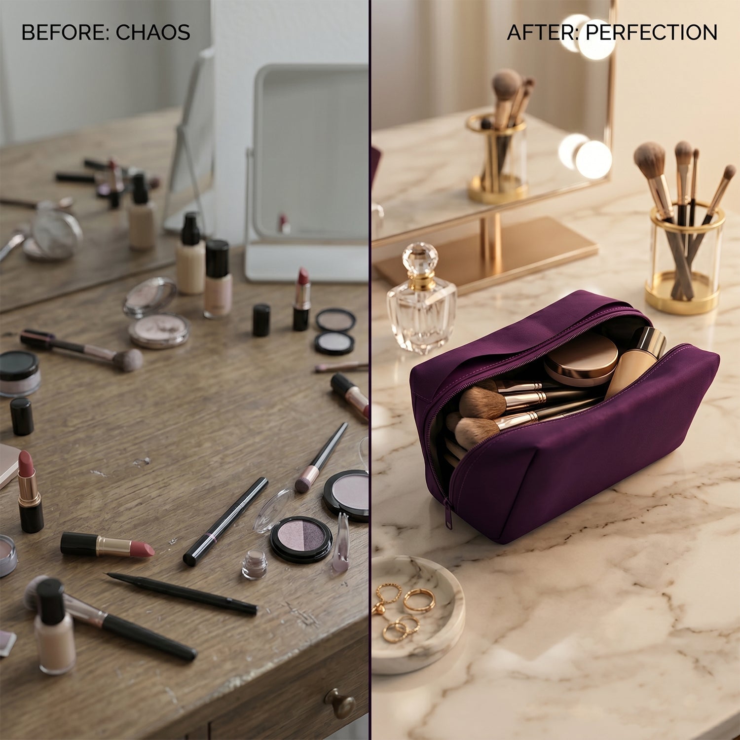Travel Makeup Organizer Bag Waterproof & Compact for On-the-Go - Detail View 7