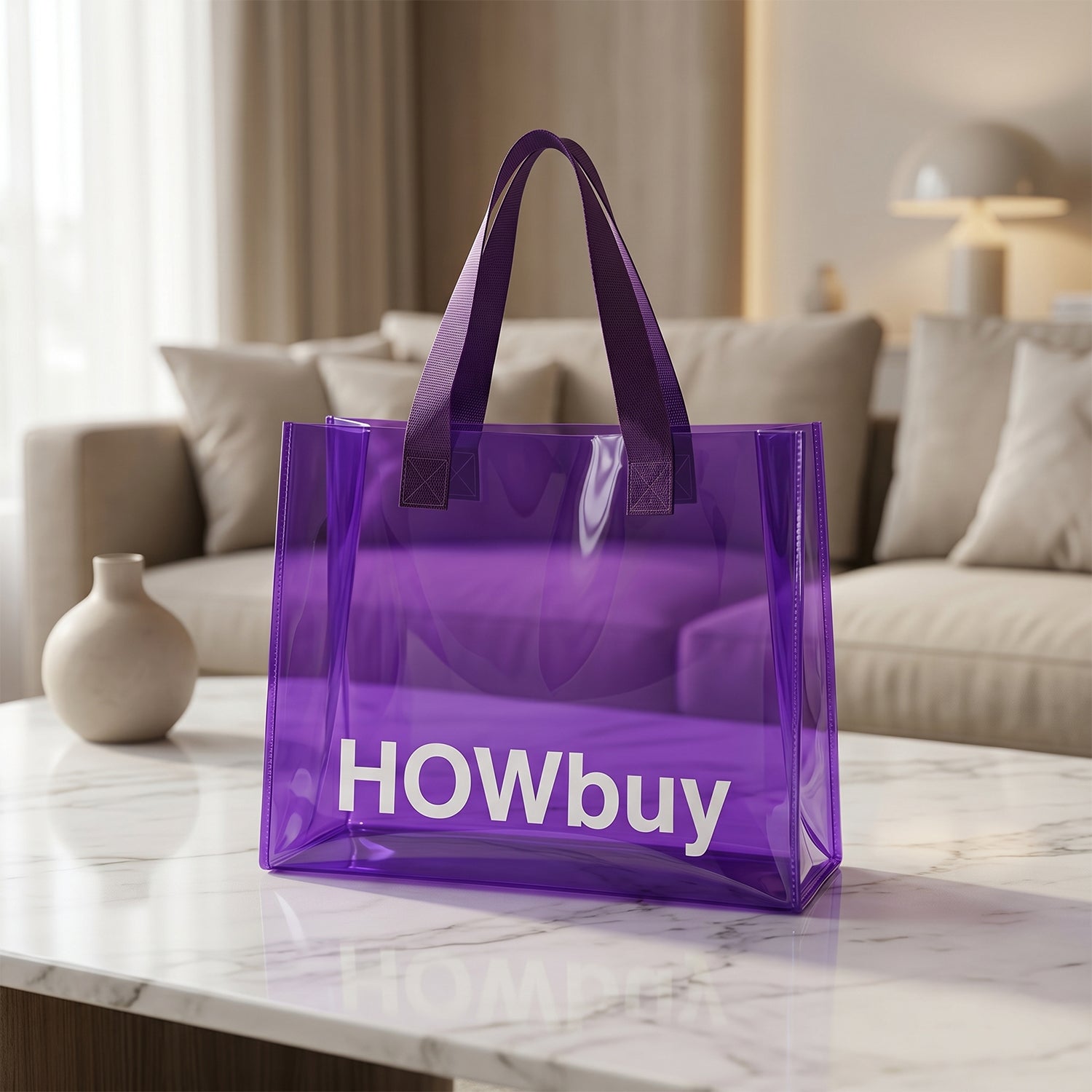 Transparent Carry Bag Durable Eco-Friendly & Stylish Tote - Front View