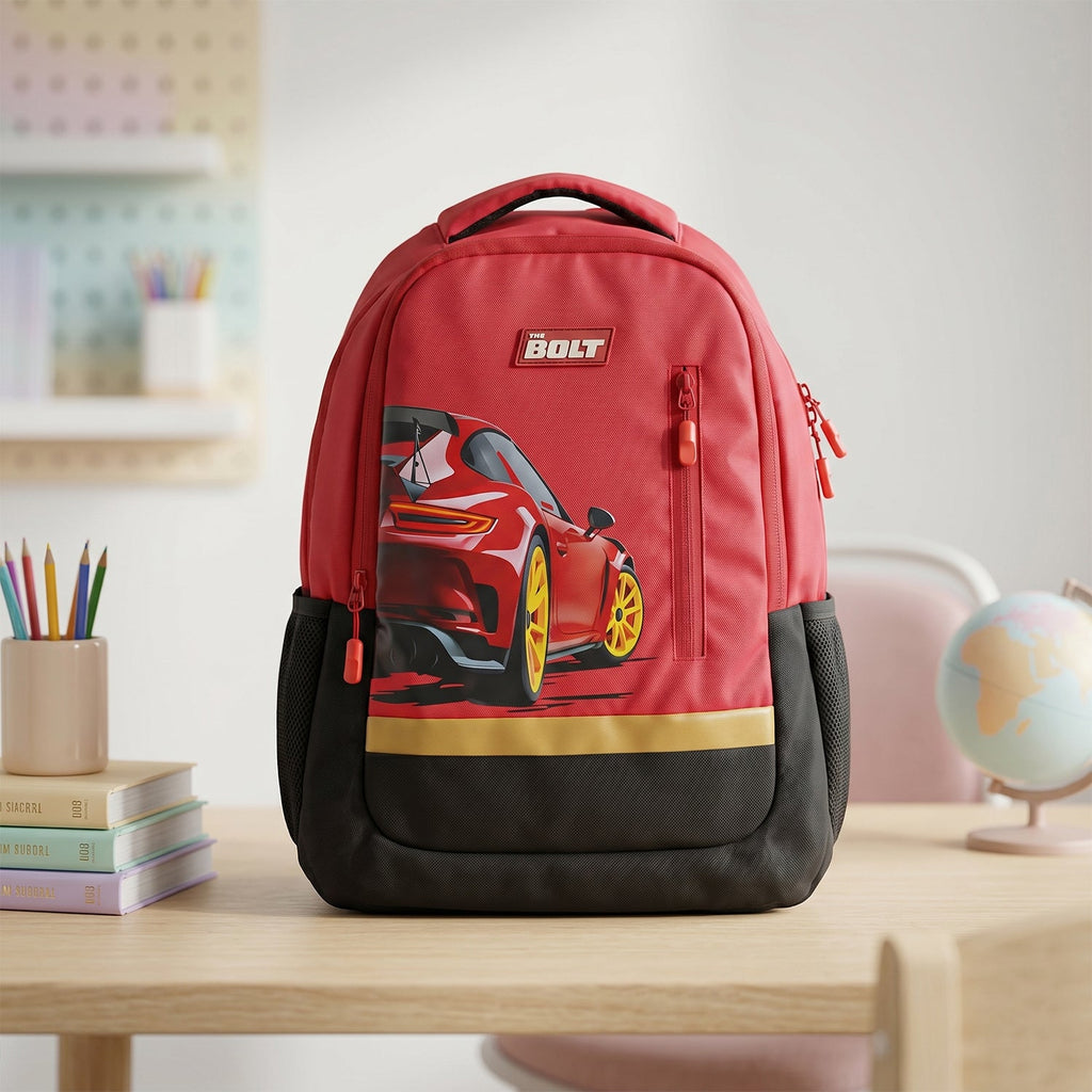 19-inch Kids School Bag Spacious & Stylish with Car Design - Detail View 7