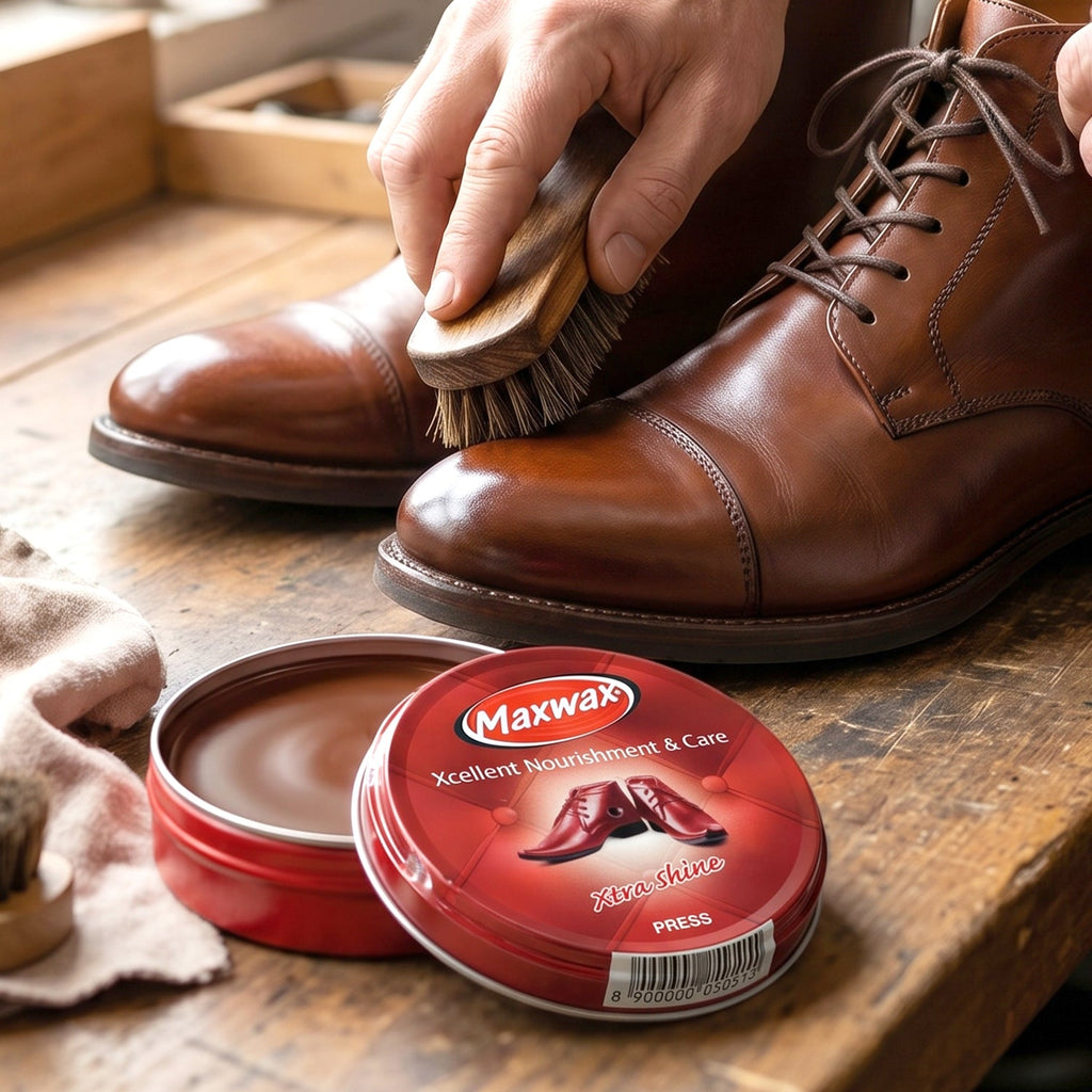 Shoe Care Instant Shine & Protective Brown Cream for Leather Shoes - Front View
