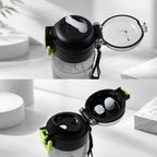ALVENZA KOLORR Leakproof Sports Water Bottle with Straw & Carry Loop Black (700ML)