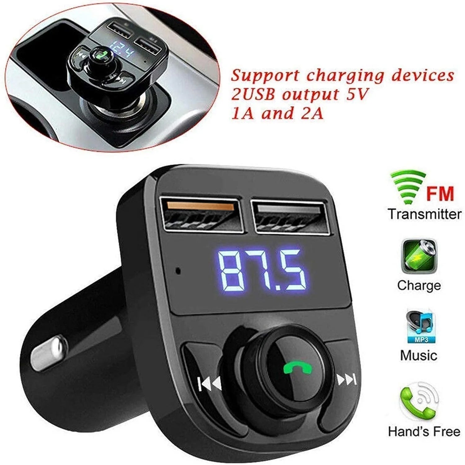 ALVENZA Wireless Car Charger – Dual USB Fast Charging & Handsfree Use