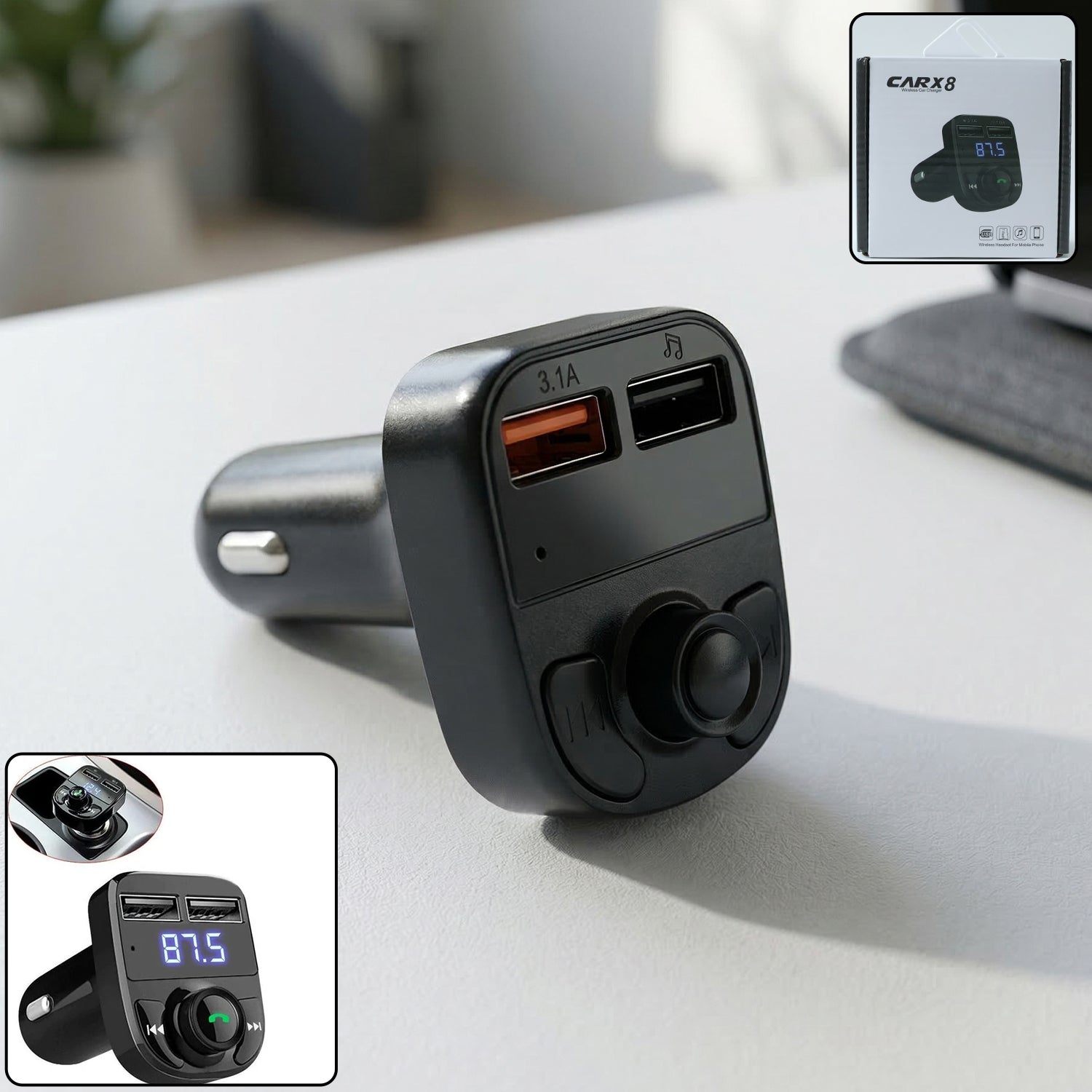 ALVENZA Wireless Car Charger – Dual USB Fast Charging & Handsfree Use