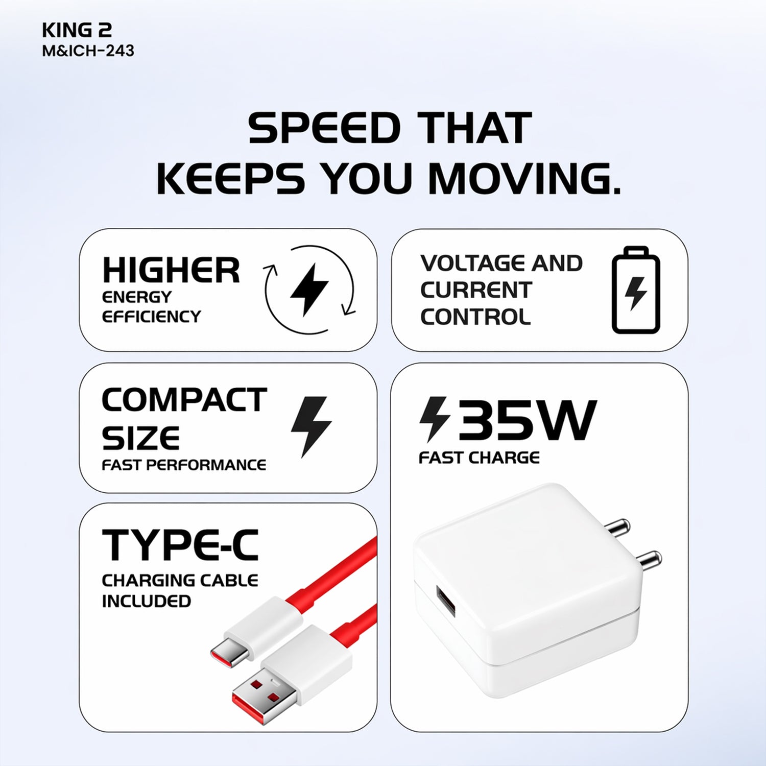 ALVENZA Power Adapter – Fast 35W Charging with Type-C Cable