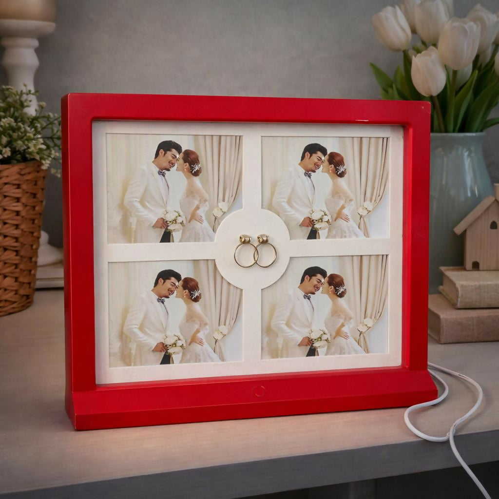 ALVENZA LED Photo Frame Collage – Show 4 Memories with Warm Glow