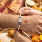 ALVENZA Evil Eye Kundan Diamond Rakhi – Traditional & Elegant Gift for Brothers