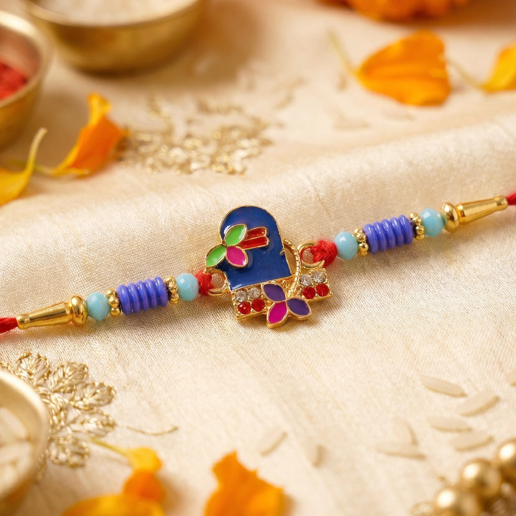 ALVENZA Shiv Rakhi – Elegant Blue Thread with Traditional Design