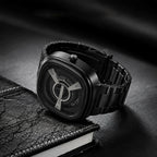 Black Metal Strap Square Analog Watch – Elegant & Bold Accessory