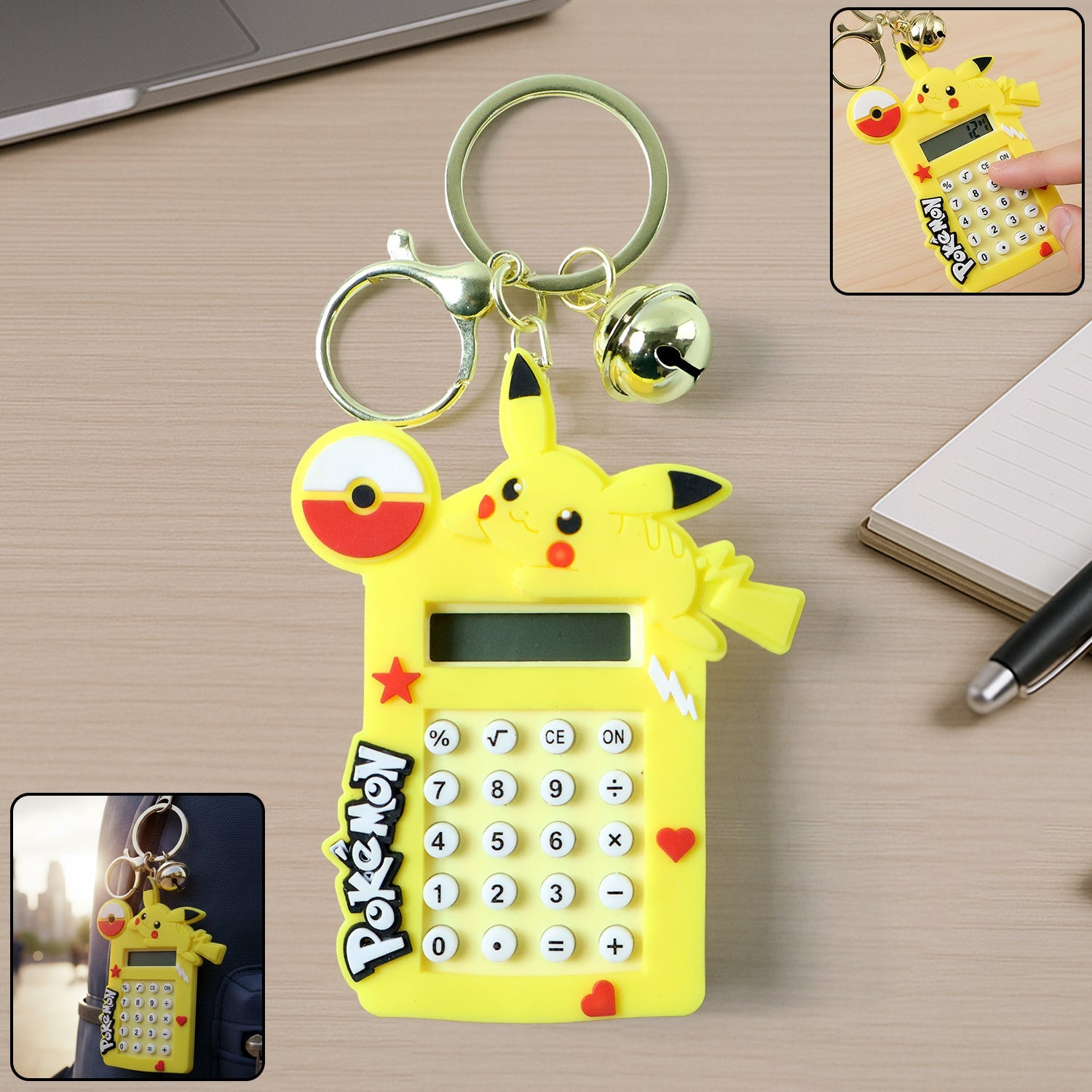 ALVENZA Calculator Keychain – Cute Yellow Cartoon Mini Digital Calculator