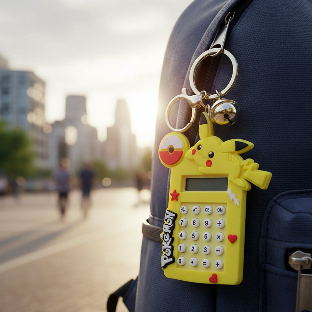 ALVENZA Calculator Keychain – Cute Yellow Cartoon Mini Digital Calculator
