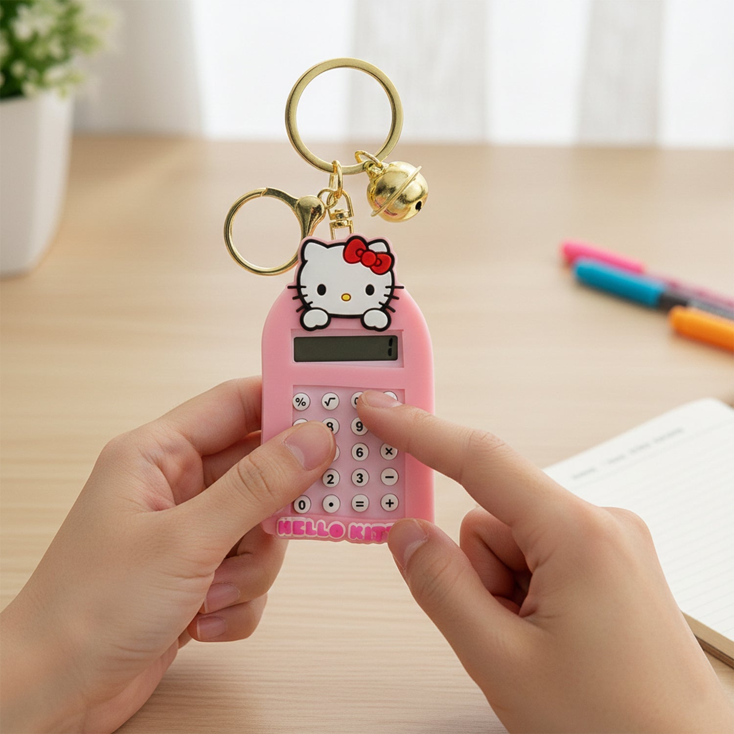 ALVENZA Cartoon Cat Calculator Keychain – Portable Mini Digital Calculator