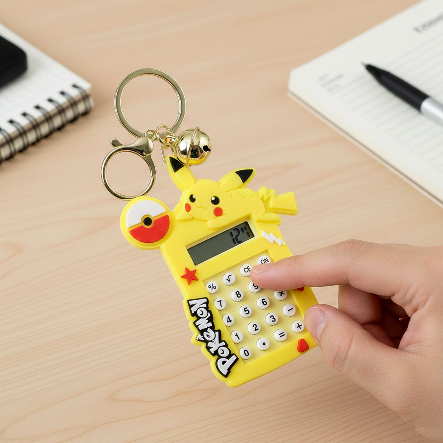 ALVENZA Calculator Keychain – Cute Yellow Cartoon Mini Digital Calculator