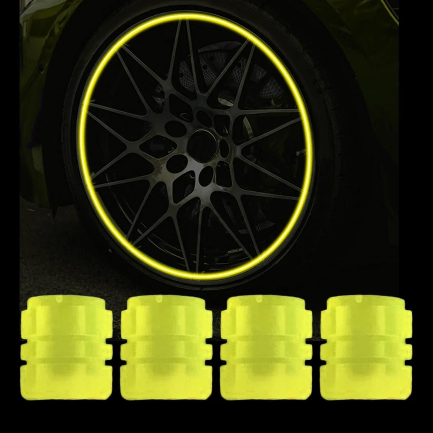 ALVENZA Luminous Tyre Valve Caps – Glow-in-Dark, Universal Fit | RaceVault