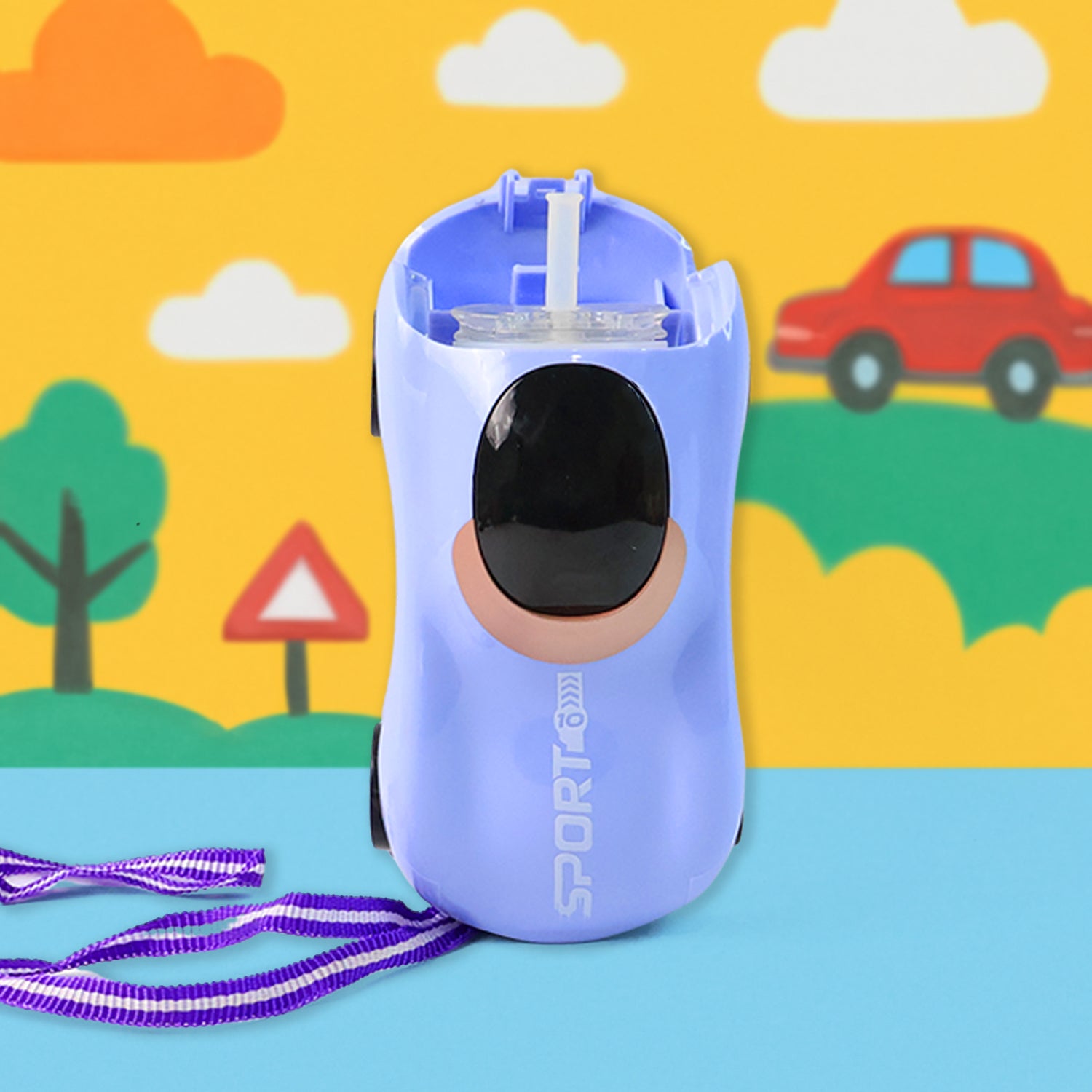 ALVENZA Kids Car Water Bottle with Built-in Straw – Leakproof 280ml
