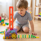 ALVENZA Automatic Domino Laying Train Engine Toy with Light and Music for K...
