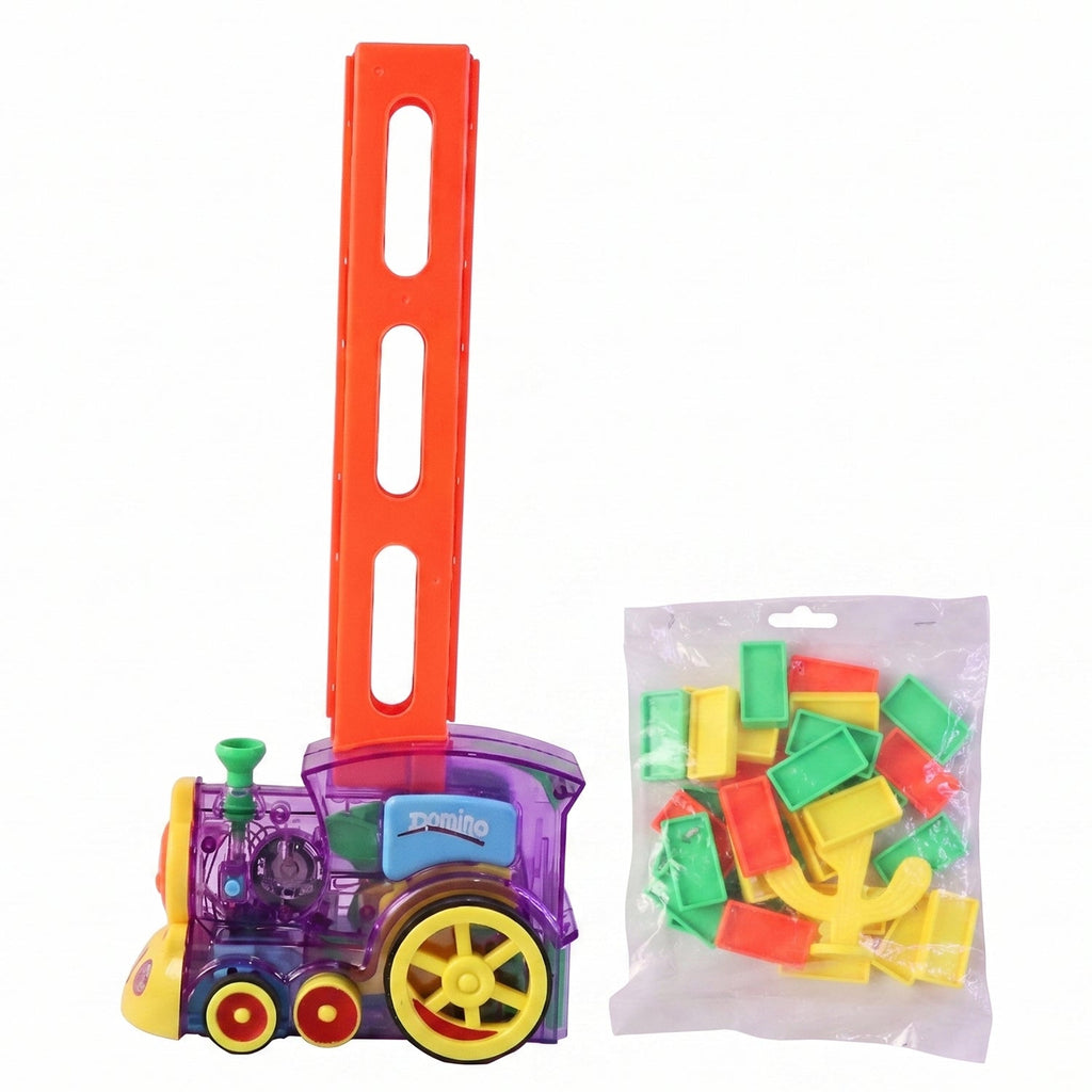 ALVENZA Automatic Domino Laying Train Engine Toy with Light and Music for K...