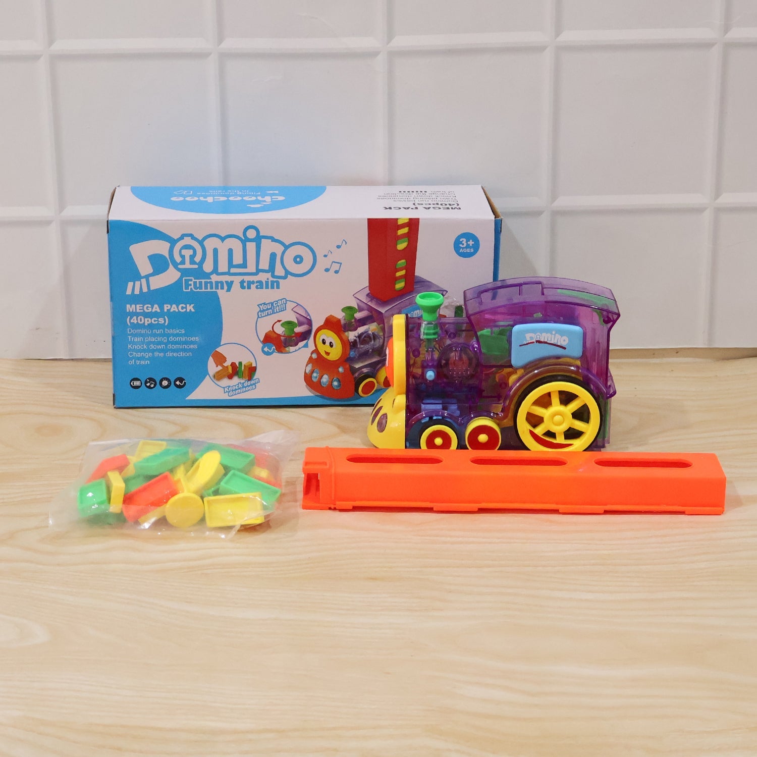 ALVENZA Automatic Domino Laying Train Engine Toy with Light and Music for K...