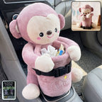 ALVENZA Car Trash Can and Tissue Box Holder Cute Plush Monkey Dustbin Organizer (1 Pc)