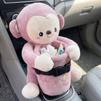 ALVENZA Car Trash Can and Tissue Box Holder Cute Plush Monkey Dustbin Organizer (1 Pc)