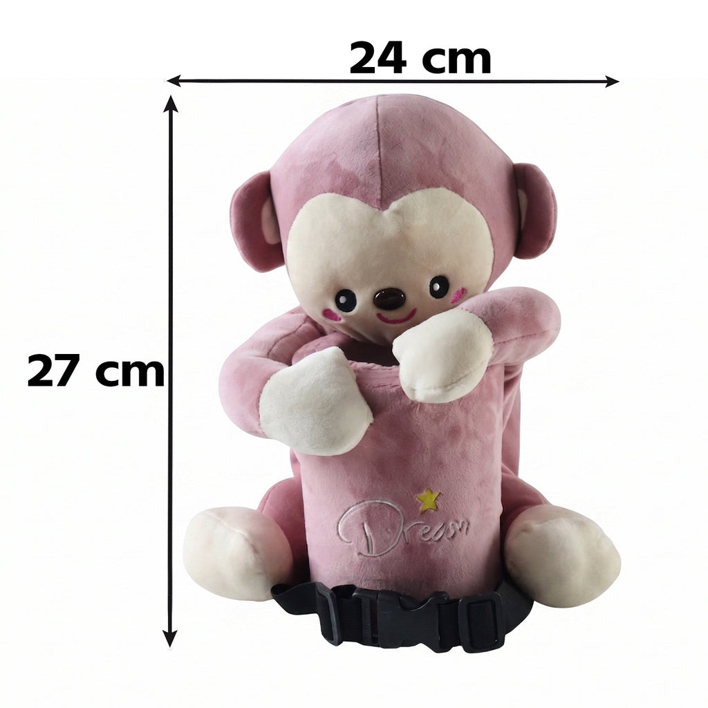 ALVENZA Car Trash Can and Tissue Box Holder Cute Plush Monkey Dustbin Organizer (1 Pc)