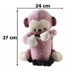 ALVENZA Car Trash Can and Tissue Box Holder Cute Plush Monkey Dustbin Organizer (1 Pc)