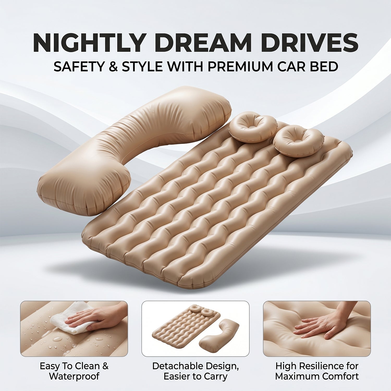 ALVENZA Car Air Mattress – Inflatable Bed Set with Pump & Pillows