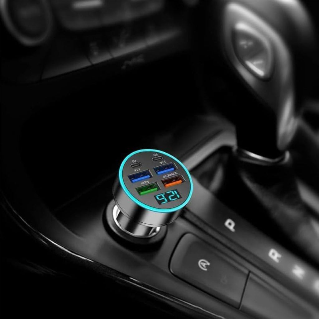 ALVENZA Multi-Port Car Charger – Fast 4 USB Ports for 12V/24V Vehicles