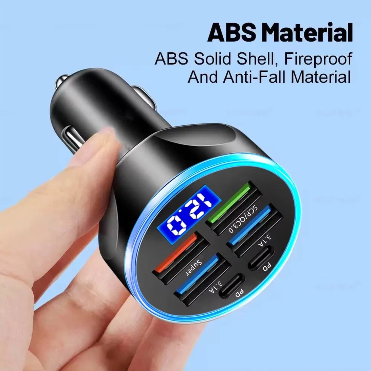 ALVENZA Multi-Port Car Charger – Fast 4 USB Ports for 12V/24V Vehicles