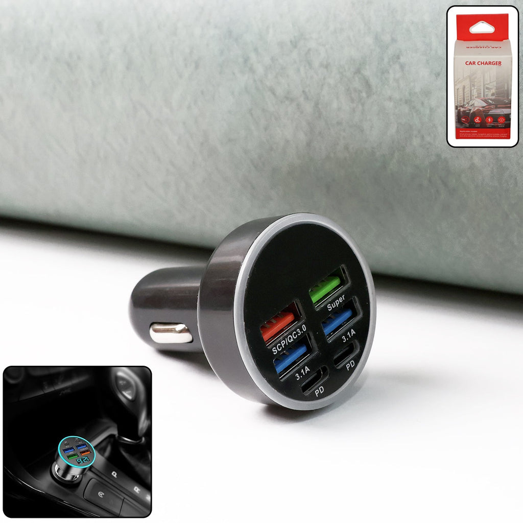 ALVENZA Multi-Port Car Charger – Fast 4 USB Ports for 12V/24V Vehicles