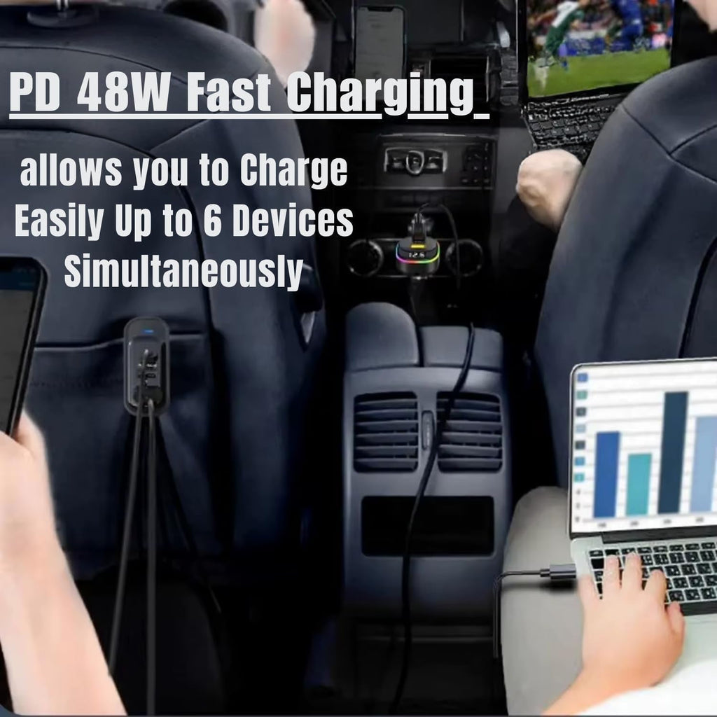 ALVENZA RGB Car USB Charger – Multi-port Fast Charging with LED Light