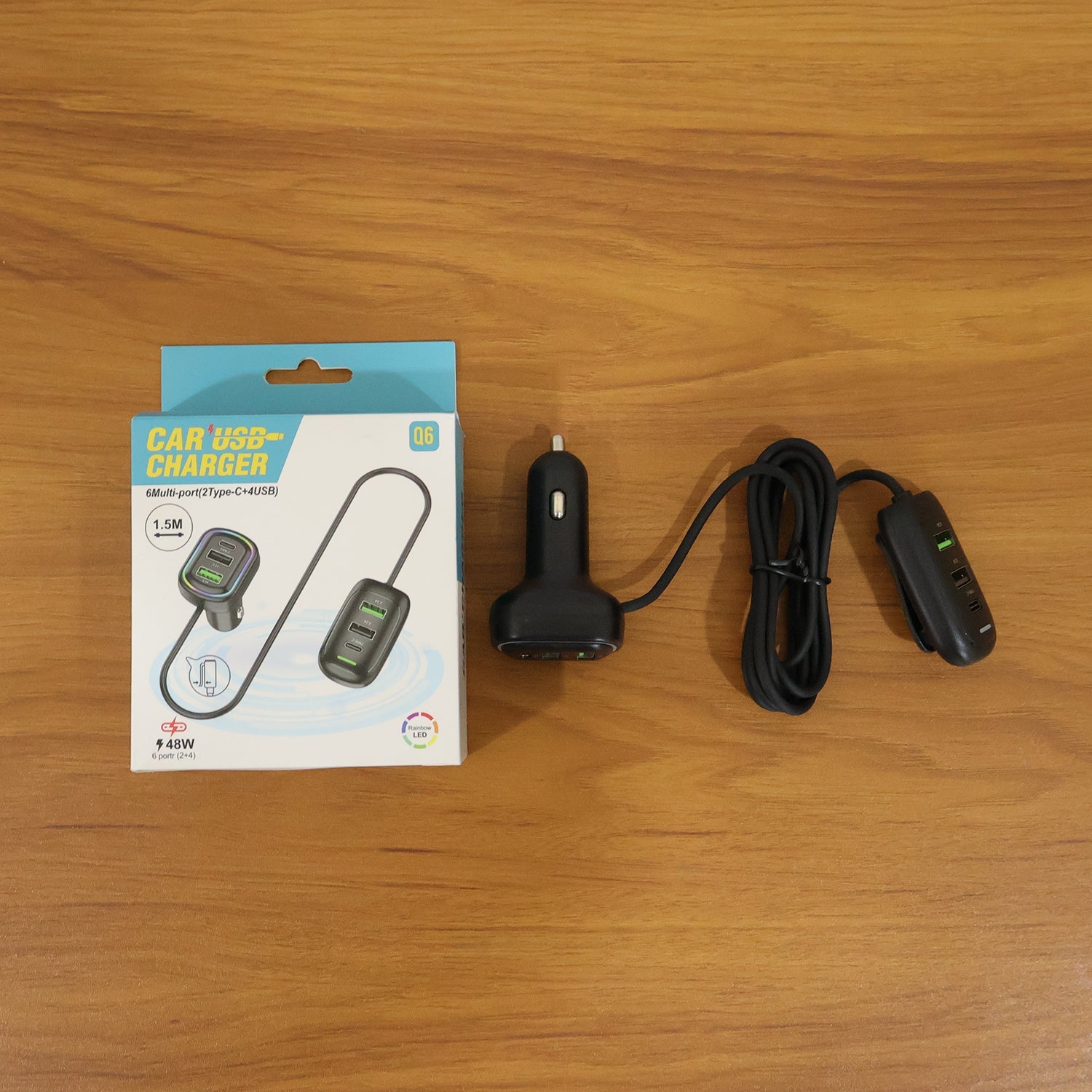 ALVENZA RGB Car USB Charger – Multi-port Fast Charging with LED Light