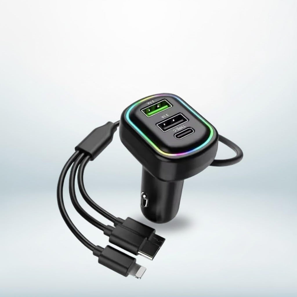 ALVENZA RGB Breathing Light Car USB Charger – Multi Port Fast Charging